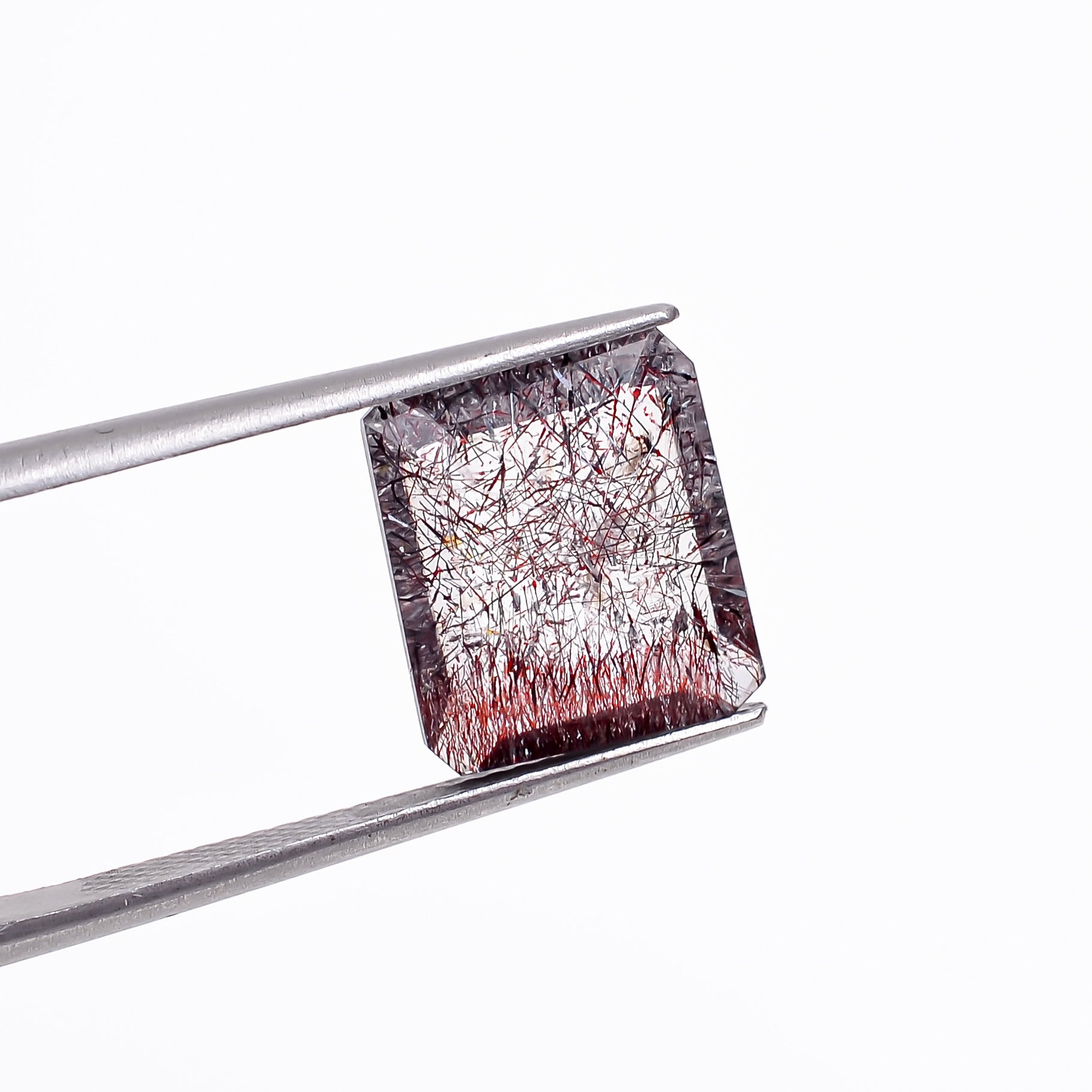 elestial hematite quartz radiant shape cut stone loose gemstone